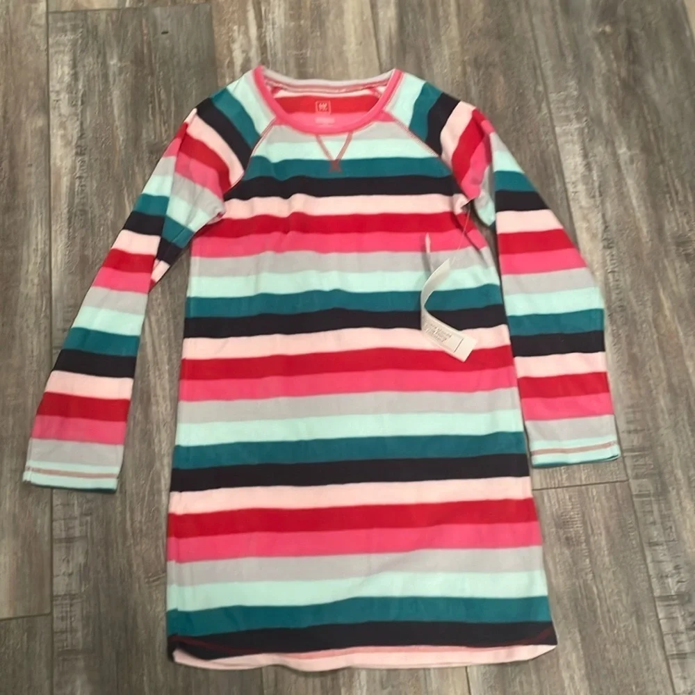 GAP fleece stripes winter nightgown size 12 NEW